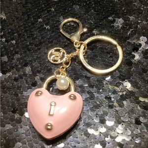 Juicy Couture Heart Padlock Bag/Key Charm Pendant - Pink and Gold